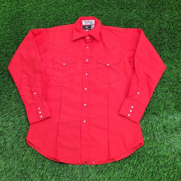 Vintage 80s Western Ranch-Wear Button Shirt M/L 22x31 Ruddock - Picture 1 of 12